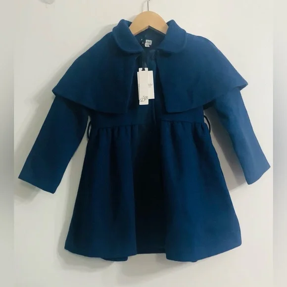DannaBelle dress coat cloak lapel buttons long blue . 6Y